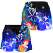 Lovenewzealand Short - Cook Islands Women's Shorts - Humpback Whale with Tropical Flowers (Blue)- BN18