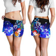 Lovenewzealand Short - Cook Islands Women's Shorts - Humpback Whale with Tropical Flowers (Blue)- BN18