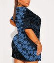 Kosrae Women's Short Sleeve O-neck Dress Polynesian Fashion A7