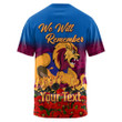 (Custom) Brisbane Lions T-shirt, Anzac Day Lest We Forget A31B