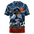 (Custom) Carlton Blues T-shirt, Anzac Day Lest We Forget A31B