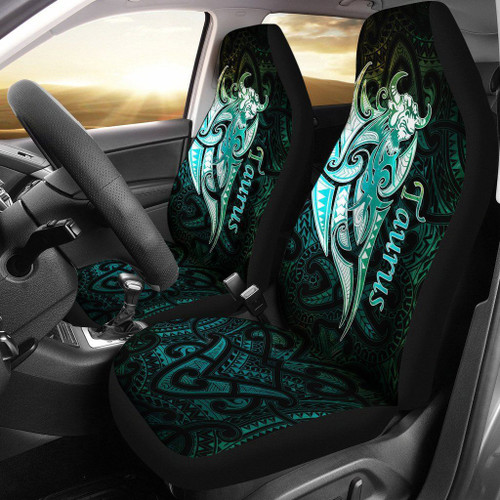 Love New Zealand Car Seat Cover - Taurus zodiac Mix Polynesian Tattoo Car Seat Covers Green TH4