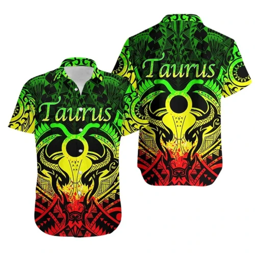 Love New Zealand Shirt - Taurus zodiac With Symbol Mix Polynesian Tattoo Hawaiian Shirt Rasta TH4