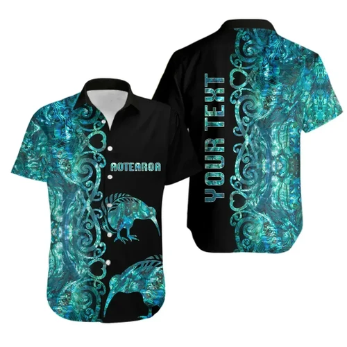 Love New Zealand Shirt - (Custom Personalised)Aotearoa Kiwi Bird Hawaiian Shirt Half Papua Shell Style TH4