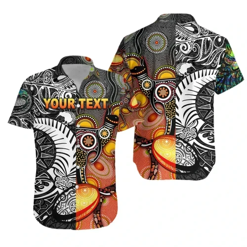 Love New Zealand Shirt - (Custom Personalised) New Zealand Maori And Australia Aboriginal Rugby Hawaiian Shirt We Are Family - Black K8