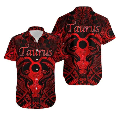 Love New Zealand Shirt - Taurus zodiac With Symbol Mix Polynesian Tattoo Hawaiian Shirt Red TH4