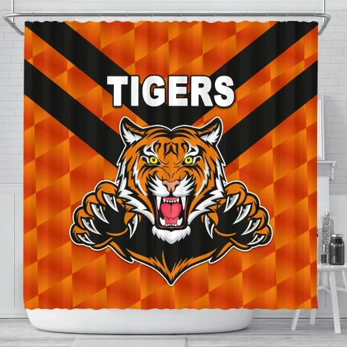 Love New Zealand Shower Curtain - Balmain Shower Curtain Tigers Orange Vibes No.2 K8