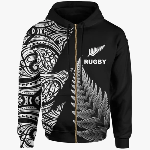 Love New Zealand Hoodie - New Zealand Rugby Zip Hoodie - Aotearoa Maori Style