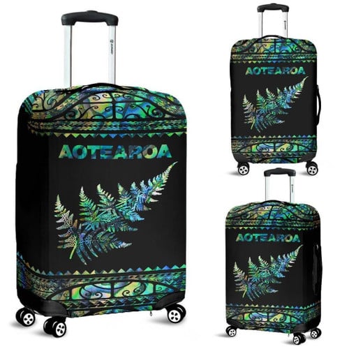 Love New Zealand Luggage Cover - New Zealand Luggage Cover, Aotearoa Maori Silver Fern Suitcase Covers K4x