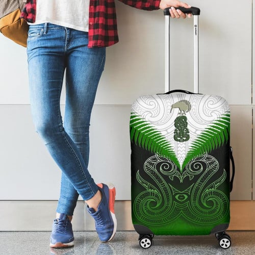 Love New Zealand Luggage Cover - New Zealand Luggage Cover, Maori Maiana Silver Fern Suitcase Covers K4