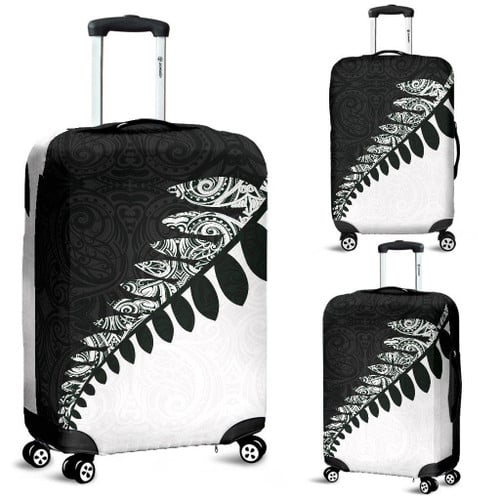 Love New Zealand Luggage Cover - New Zealand Luggage Cover, Maori Silver Fern Suitcase Covers K4
