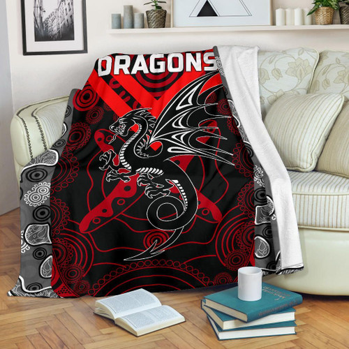 Love New Zealand Premium Blanket - Dragons Premium Blanket St. George Aboriginal TH6