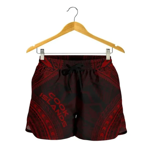 Love New Zealand Short - Cook Islands Women's Shorts Polynesian Chief Red Version Bn10
