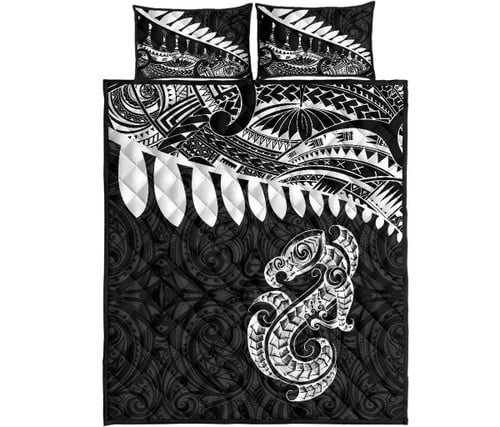 Love New Zealand Quilt Bed Set - AOTEAROA QUILT BED SET - MAORI MANAIA SILVER FERN A025