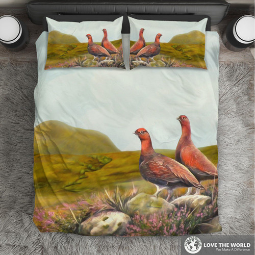 Love New Zealand Bedding Set - Scotland Duvet Cover - Red Grouse Couple A1