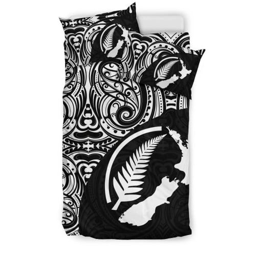 Love New Zealand Bedding Set - Aotearoa Maori With Map And Silver Fern Bedding Set Th05