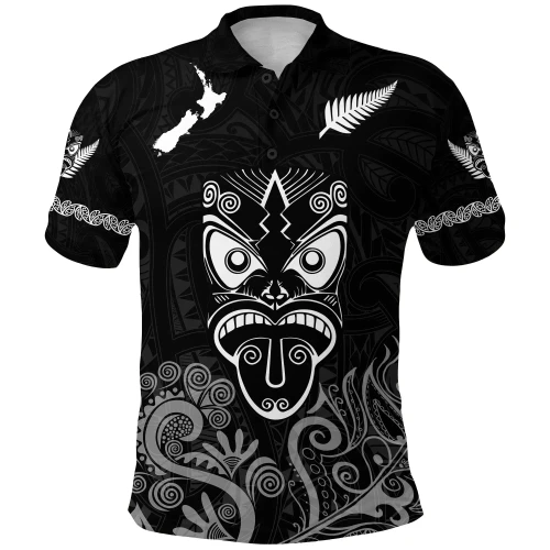 Love New Zealand Polo Shirt - Maori Aotearoa Rugby Haka Polo Shirt New Zealand Silver Fern - Black K8