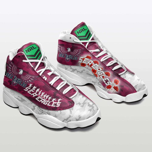 LoveNewZeland Shoes - Manly-Warringah Sea Eagles Anzac - Lest We Forget Sneakers J.13 A7