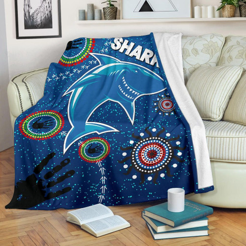 Love New Zealand Premium Blanket - Naidoc Sharks Premium Blanket Cronulla Aboriginal Style K36