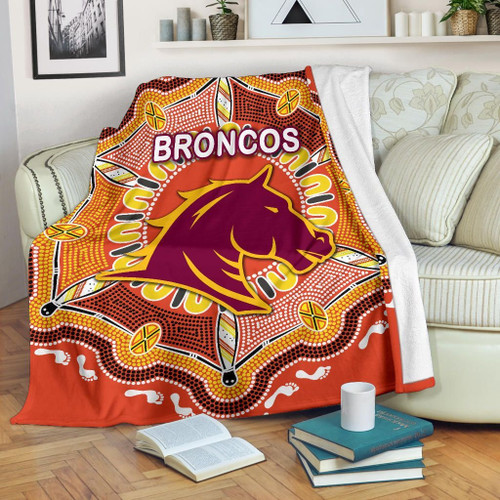 Love New Zealand Premium Blanket - Brisbane Premium Blanket Broncos Indigenous Warm Vibes K8