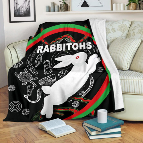 Love New Zealand Premium Blanket - Rabbitohs Premium Blanket Indigenous Mystery Vibes K8