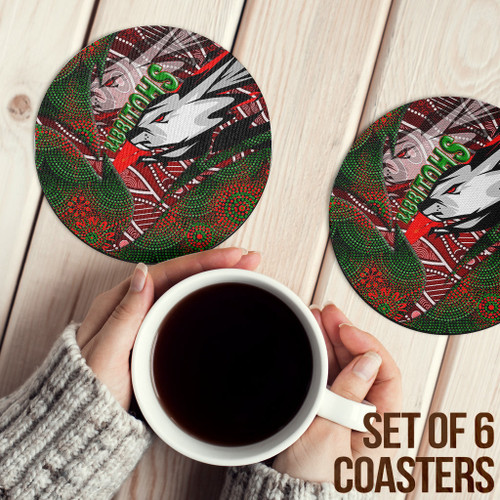 Love New Zealand Coasters (Sets of 6) - South Sydney Rabbitohs Aboriginal Coasters A35