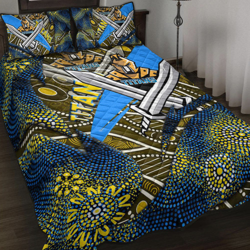 Love New Zealand Quilt Bed Set - Gold Coast Titans Aboriginal Quilt Bed Set A35