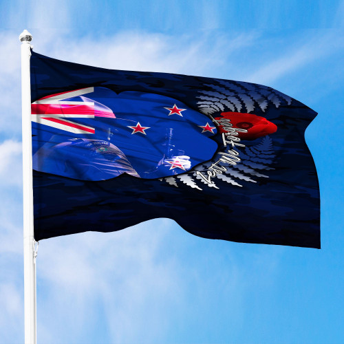 Love New Zealand Flag - New Zealand Anzac Day Poppy Premium Flag A31