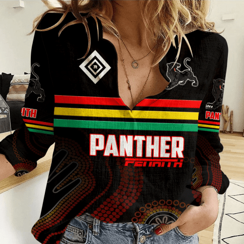 Love New Zealand Clothing (Custom) - Penrith Panthers Aboriginal Pattern 2023 Women Casual Shirt A35