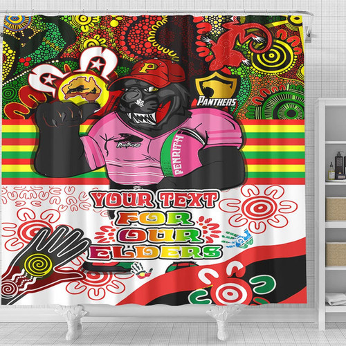 Penrith City Naidoc Week Custom Shower Curtain - Custom Purrfect Penrith Back In Black NAIDOC Week For Our Elders 2023