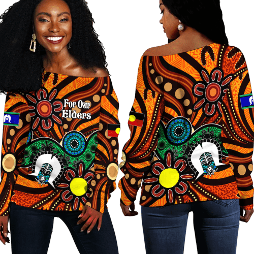 Love New Zealand Clothing -  The Gathering Naidoc Week 2023 For Our Elders Off Shoulder Sweaters A31