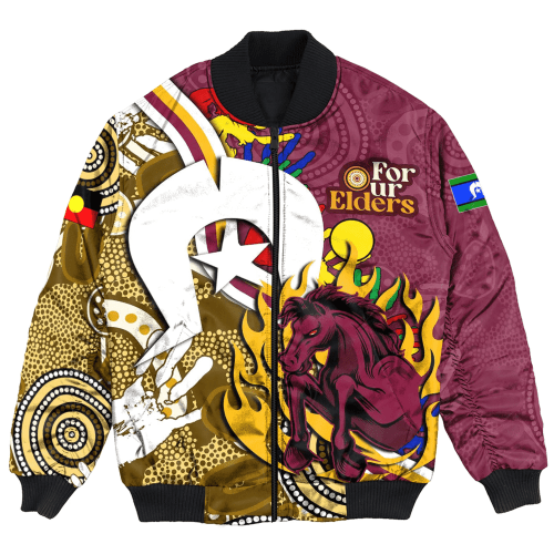 Love New Zealand Clothing - Brisbane Broncos For Our Elders NAIDOC 2023 Bomber Jackets A35