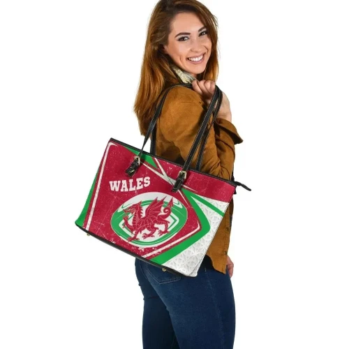 Wales Rugby Leather Tote Bag - Celtic Welsh Rugby Ball - BN22