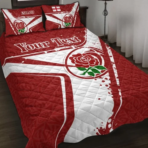 (Custom Text) England Rugby Personalised Quilt Bed Set - England Rugby - BN23