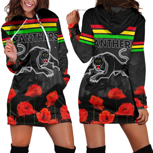 Love New Zealand Hoodie Dress - Penrith Panther Anzac and Poppy Flower A35