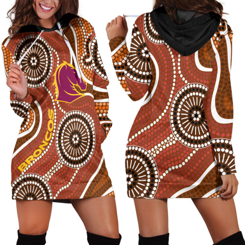 Love New Zealand Hoodie Dress - Brisbane Broncos Aboriginal T5