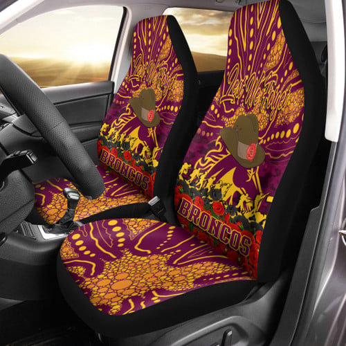 Brisbane Broncos Car Seat Cover - Anzac Day Lest We Forget A31B