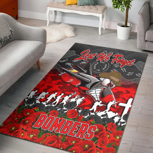 Essendon Bombers Area Rug - Anzac Day Lest We Forget A31B