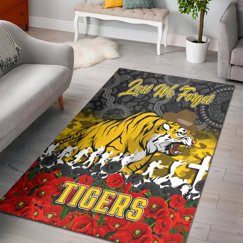 Richmond Tigers Area Rug - Anzac Day Lest We Forget A31B