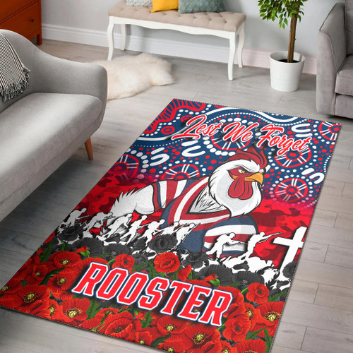 Sydney Roosters Area Rug - Anzac Day Lest We Forget A31B