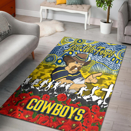 North Queensland Cowboys Area Rug - Anzac Day Lest We Forget A31B