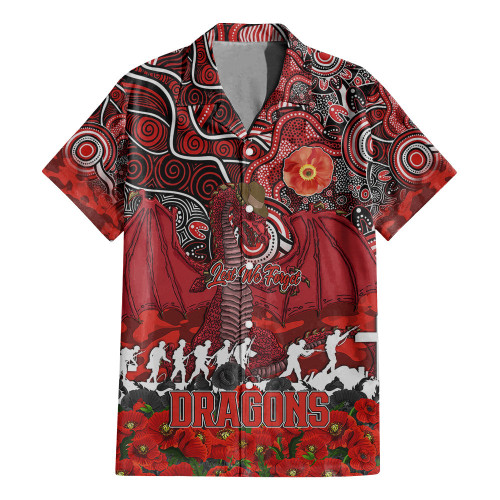(Custom) St. George Illawarra Dragons Hawaiian Shirt, Anzac Day Lest We Forget A31B