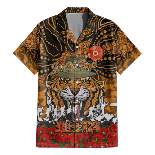 (Custom) Wests Tigers Hawaiian Shirt, Anzac Day Lest We Forget A31B