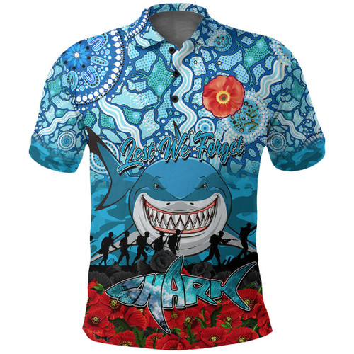 (Custom) Cronulla-Sutherland-Sharks Polo Shirt, Anzac Day Lest We Forget A31B