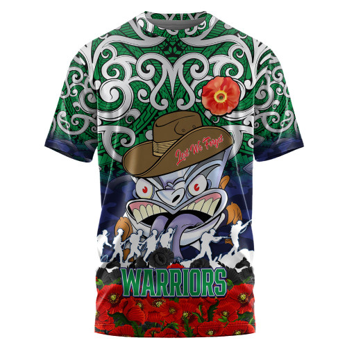 (Custom) New Zealand Warriors T-shirt, Anzac Day Lest We Forget A31B