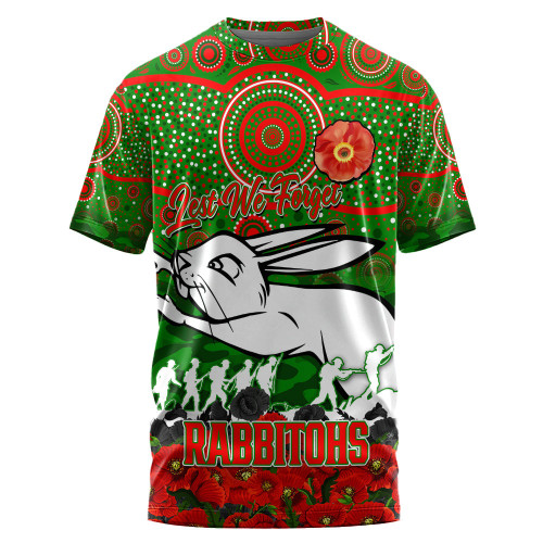 (Custom) South Sydney Rabbitohs T-shirt, Anzac Day Lest We Forget A31B