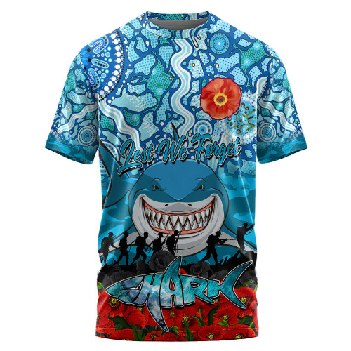 (Custom) Cronulla-Sutherland-Sharks T-shirt, Anzac Day Lest We Forget A31B