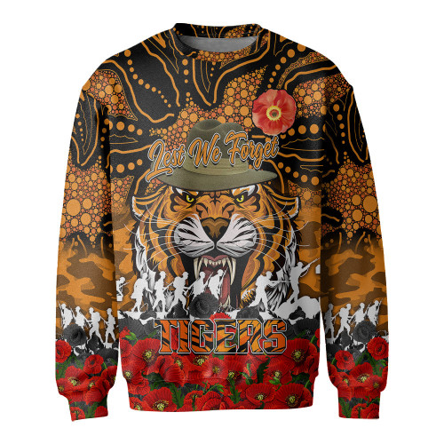 (Custom) Wests Tigers Sweatshirt, Anzac Day Lest We Forget A31B
