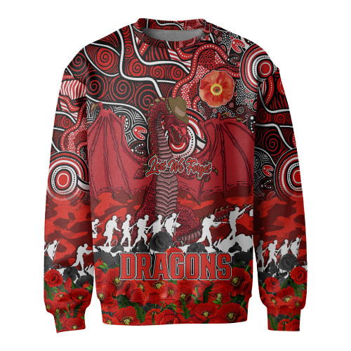 (Custom) St. George Illawarra Dragons Sweatshirt, Anzac Day Lest We Forget A31B