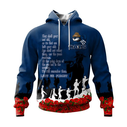 Geelong Cats Hoodie, Anzac Day For the Fallen A31B
